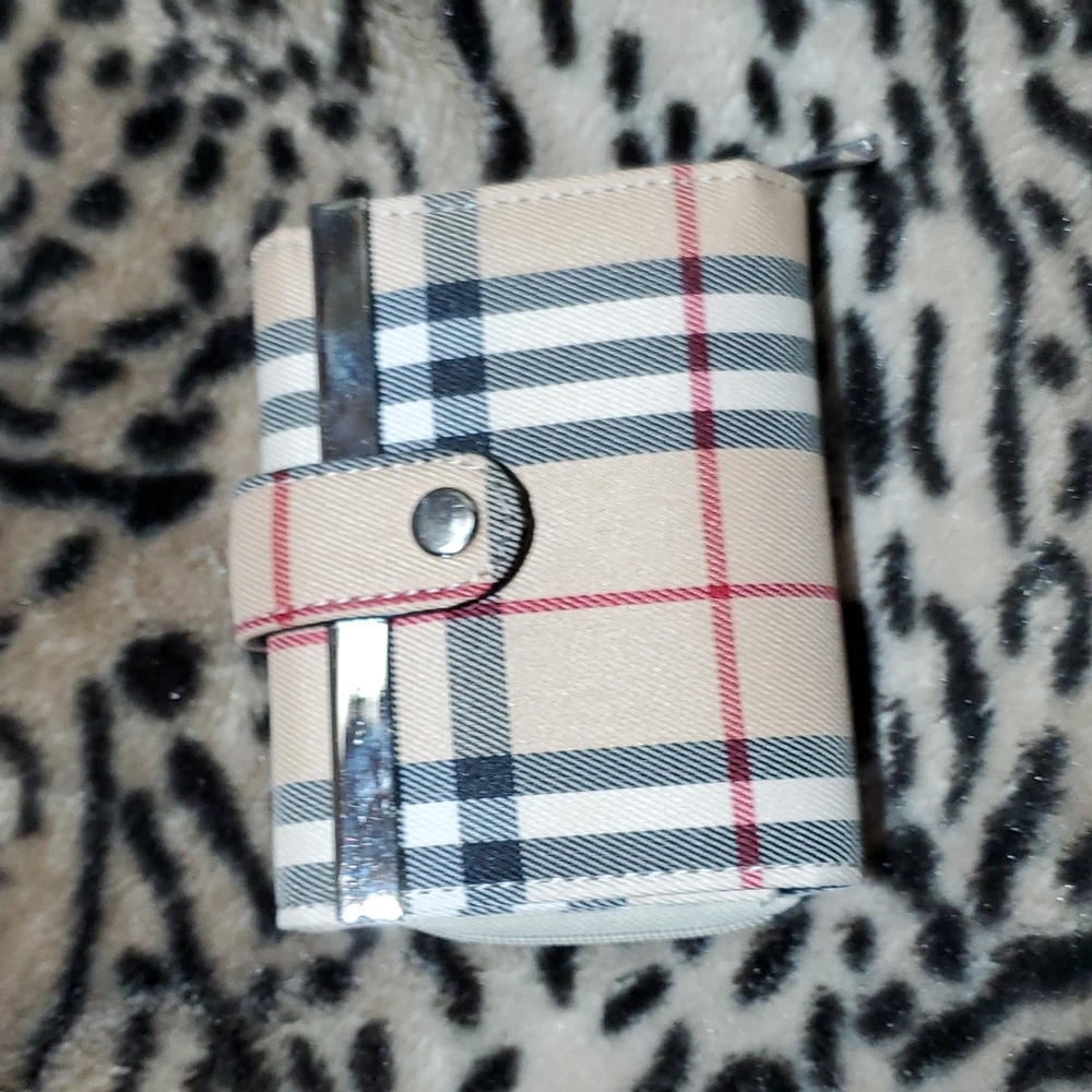 cute pocket plaid wallet